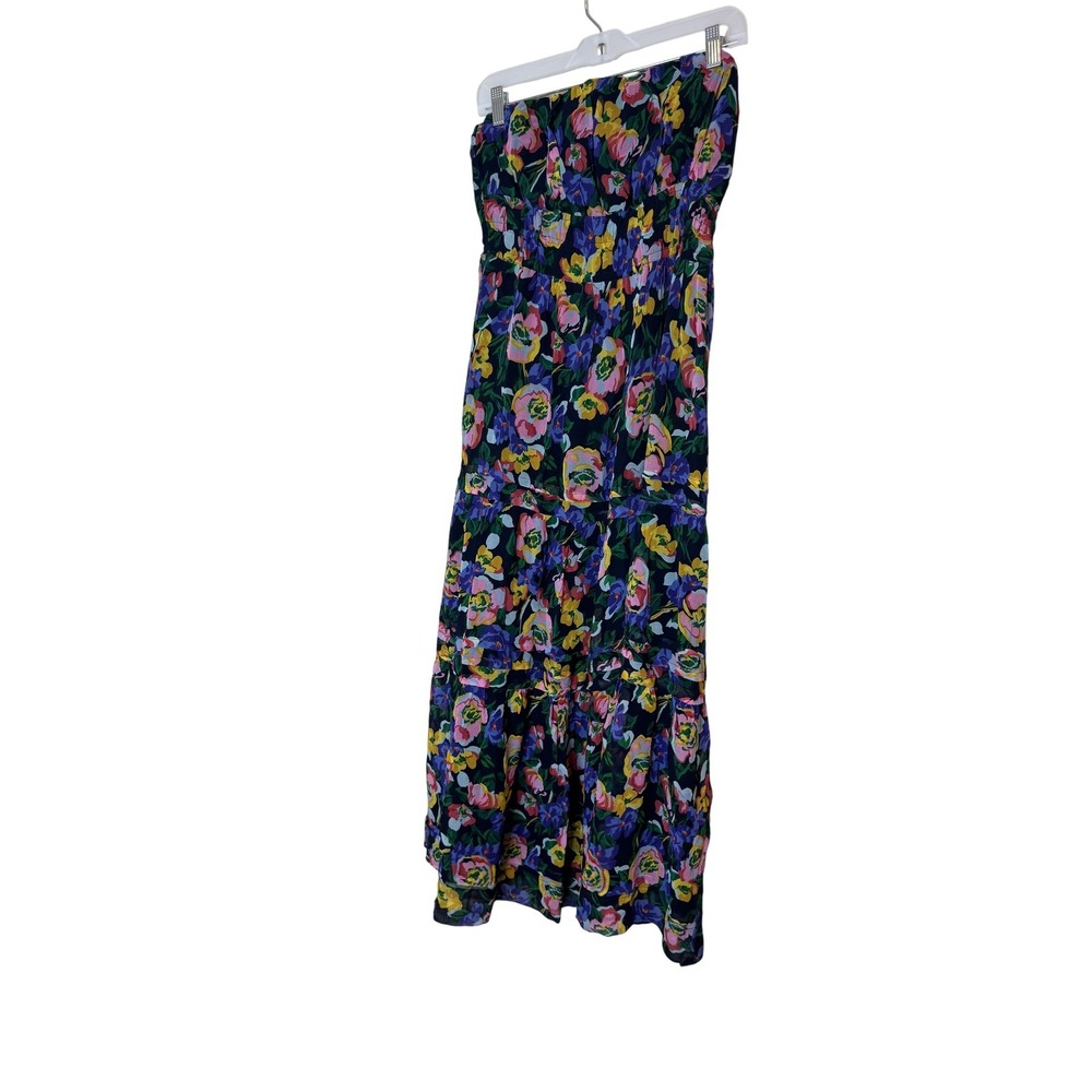 Anthropologie Dress Womens Medium Multicolor Floral Strapless Maxi Viscose‎